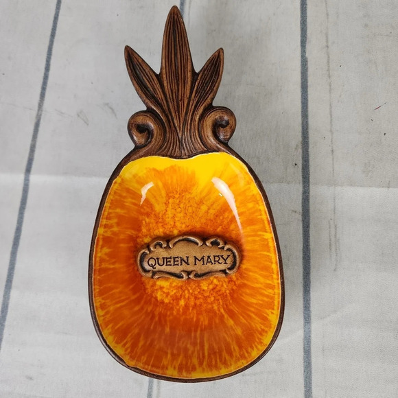 Vintage.60s Treasure Craft Pineapple Dish  Queen Mary Orange - Picture 2 of 9